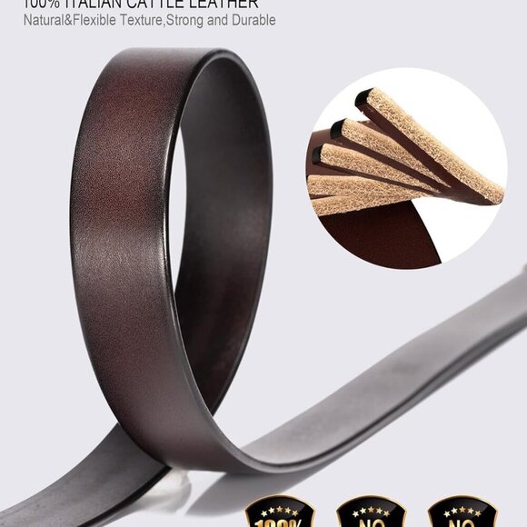 Womens Belts for Jeans,1.1" Fashion Ladies Belt with Gold Buckle,100% Italian Fu - Picture 3 of 6